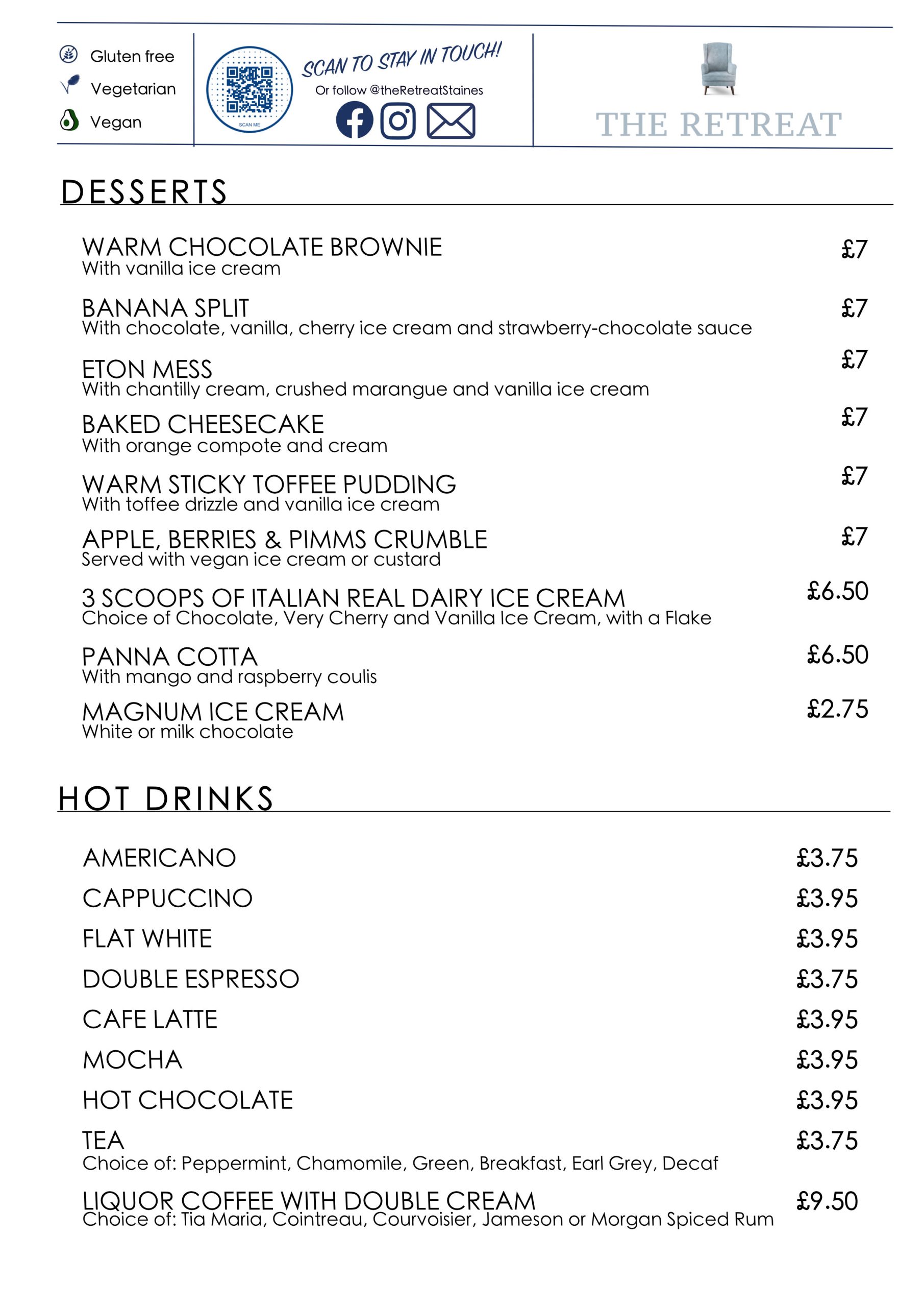 retreat dessert menu