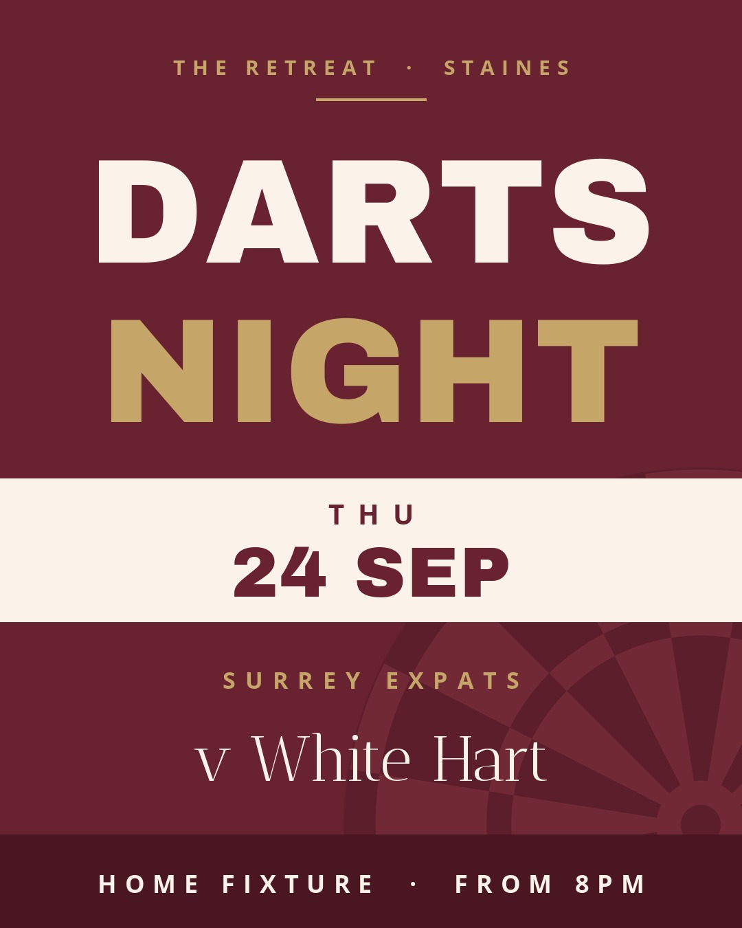 Darts night at The Retreat Staines, Surrey Expats v White Hart
