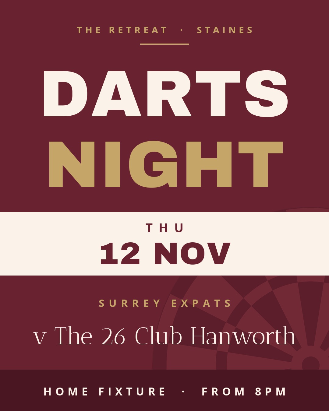 Darts night at The Retreat Staines, Surrey Expats v The 26 Club Hanworth