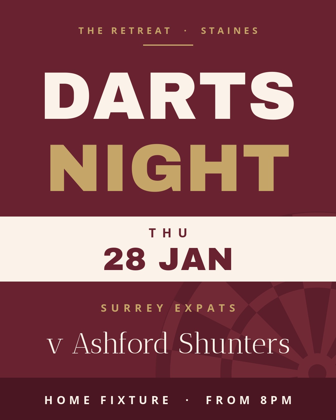 Darts night at The Retreat Staines, Surrey Expats v Ashford Shunters